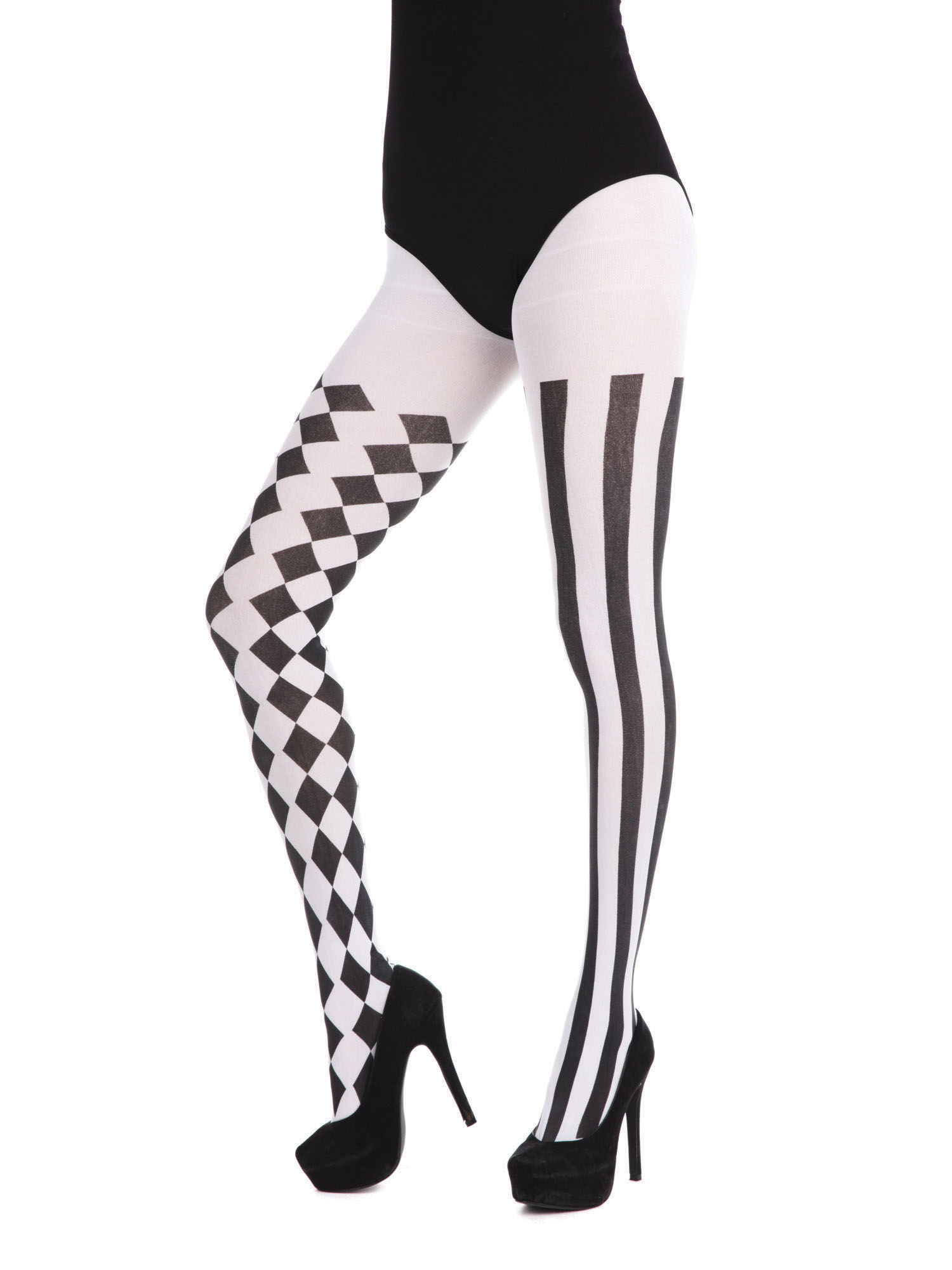 Harlequin Tights. Black/White – Rubies Masquerade Co. (UK)